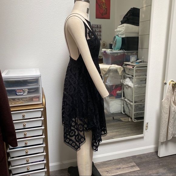 Free People Strappy Black Lace Mini Dress - Picture 4 of 7